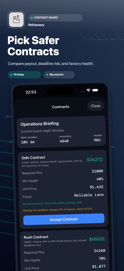 Pin Factory contracts screenshot