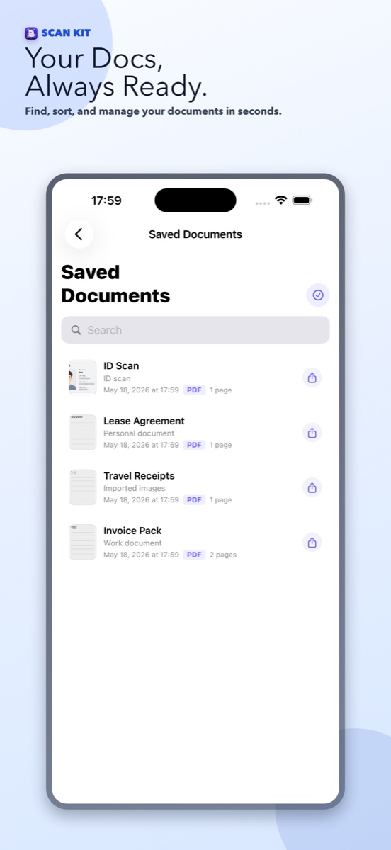 ScanKit saved documents screenshot